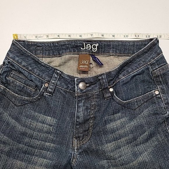 JAG Jeans Women's Size 2 Mid Rise Flare Leg Dark Wash Denim Wide Bell Bottoms - Picture 13 of 16